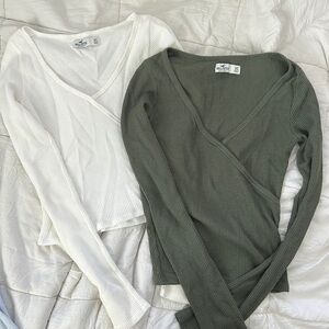 Holister long sleeve shirts, green and white both size XS